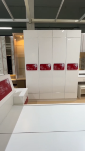 ชุดห้องนอน 6 ฟุต ตู้เสื้อผ้า 160 ซม. โต๊ะแป้ง Hi-gloss รุ่น Blossom **ตจว.มีค่าจัดส่ง**