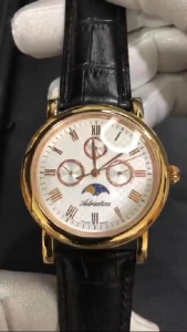 ADRIATICA Swiss Made Quartz Moonphase Watches Rose Gold Case Silver Dial Men Women Leather Strap Watch 40mm A1023.9233QF