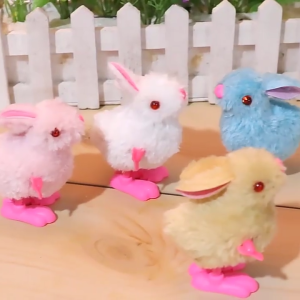 SK-M359 Mainan Kelinci Putar Manual / Mainan Anak Pet Rabbit / Mainan Kelinci Bulu Berjalan Otomatis