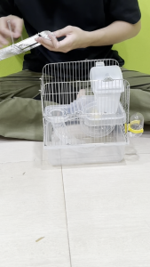 กรงหนู กรงสัตว์เลี้ยง กรงกระต่าย ขนาด 24X18X30CM ฐานสูง สามารถเปิดประตูหน้ากับบนได้ แบบใส