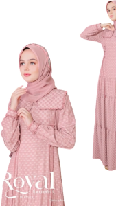 BAJU GAMIS PESTA ETHICA KAGUMI 302 PEACH PINK / DRESS GAUN PESTA & KONDANGAN WANITA FRESH & ELEGANT