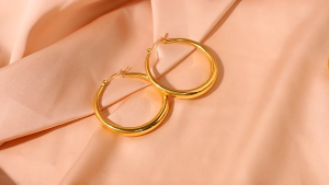 Original Saudi Gold 24k & Hypoallergenic Jewelry: Large Circle Stud Earrings