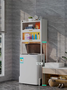 Ready Stock Washing machine storage rack roller floor to floor toilet over toilet locker with door Bathroom storage rack Rak Mesin Basuh Tandas