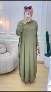 Gamis Inara Muslim Wanita Kaos Knit Rayon Import Terbaru Terlaris Termurah COD