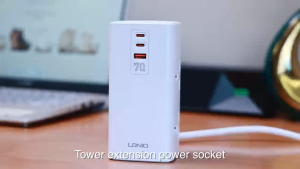 LDNIO SC4383 2500W รางปลั๊กไฟ เดสก์ท็อป พร้อมทื่ชาร์จมือถือ แท็บเหล็กUSB/Type-c ชาร์จเล็ว70W