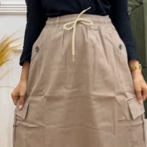 Wanita Cargo Rok Skirt Korean/Rok Cargo Panjang Pinggang Karet/Rok Wanita Terbaru