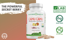 Camu Camu Organic Vitamin C 1000 mg Rich in Natural Vitamin C Raw Antioxidant - Immune Support Supplement and Skin Anti-Aging