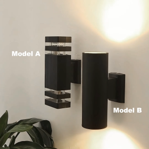 E27 Lampu Dinding Outdoor Hitam Plastik Tahan Hujan Up and Down Lighting For Garden Porch Corridor Lampu Tembok Luar Lampu Hiasan Tahan Lasak