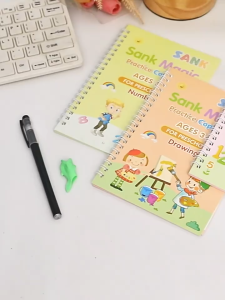 4 Books + Pen Sank Magic Practice Copybook Free Wiping Childrens Copybook Magic Writing Sticker English Version