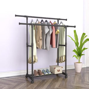 🔥แข็งแกร่งกว่าการงัด🔥ราวแขวนเสื้อผ้า ราวตากผ้า ราวเหล็กมีล้อ ราวตสกผ้า ราวตากผ้าสแตนเลส ราวเหล็กมีล้อ หลายช่อง/ความจุมาก ประหยัดพื้นที่ โครงเหล็ก แขวนเสื้อผ้าได้เยอะ โครงเหล็ก รับน้ำหนักได้ 400kg