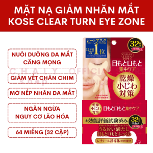 Mặt nạ chống nhăn ngăn lão hoá mắt Kose Cosmeport Clear Turn Eye Zone Mask 64 miếng Nhật Bản