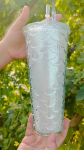 Ly SB Mermaid White 710ml bình nước nhựa 2 lớp_kèm ống hút