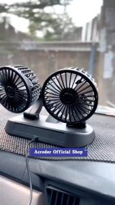 ORICOD: Kipas Angin Mobil Rotasi Dua Kepala Dengan Daya Tinggi Kebisingan Rendah Model 5V-USB