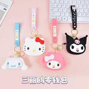 Sanrio Cartoon Silicone Coin Purse Kuromi Melody CinnamorollCute Mini Storage Bag Small Purse Backpack Accessories Gift Sanrio Cartoon Silicone Coin Purse Student Receiving Card Bag Childrens mini Bag Small Pendant Key Ring