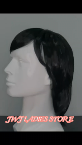 Man Medium Long Full Wig Hair Synthetic Fiber