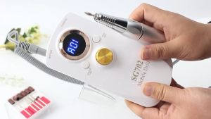 MS.W Nail Drill Machine 35000RPM White&Pink USB Charging Polisher Nail Grinder for Nails
