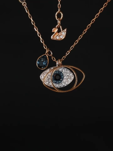 🖤Swarovski🖤Swarovski Iconic series evil eye blue diamond pendant necklace XL-LS894563502 classic design style couple necklace 925 sterling silver womens fashion necklace special gift for boyfriend or girlfriend