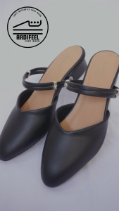 ArdiFeel Sepatu Heels Wanita Big Size | Sepatu Hak Tahu 3 Cm | Mules Heels Wanita Size 35-45 ARK 392 Hitam Cream Dan Putih