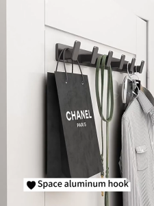 MEIDOO Pengait mantel di belakang pintu bebas pelubang penahan beban yang kuat ruang masuk pengait baris yang dipasang di dinding pengait mantel