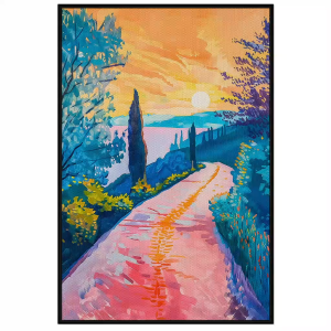 Tranh phong cảnh trừu tượng mặt trời mọc ven bờ biểntranh treo tường dán tường decor nội thất.CGI-785