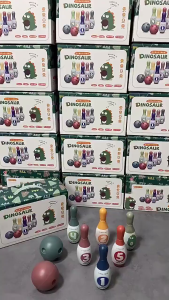 Mainan Anak SNI DINOSAUR BOWLING BALL Set Pin Bowling Motif Dinosaurus