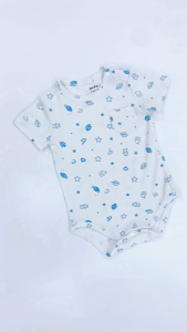 Bộ liền thân tam giác bodychip ngắn tay họa tiết cho bé sơ sinh Boube vải sợi tre cao cấp Bamboo mềm mịn - Size 0-9M