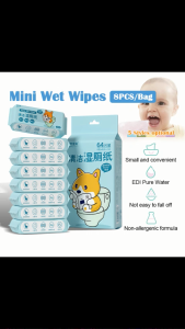 Multipurpose Disposable Wet Tissues 𝟴 𝗕𝗔𝗚𝗦 / 𝗣𝗔𝗖𝗞 Mini Alcohol Free Children Baby Cleaning Wet Wipes Tisu Basah 湿纸巾