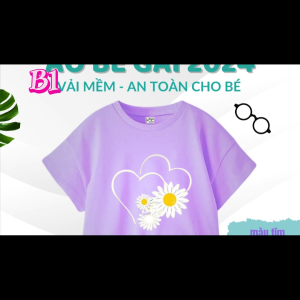 Áo Thun Bé Gái Trái Tim Hoa Cúc Mềm Mại An Toàn- Áo Thun  bán chạy Trúc Quỳnh Co12kg đến 52kg