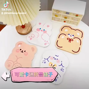 Gương Gập Hình Thú Chibi Cute Hàn Quốc – Gương Mini Bìa Cứng Cao Cấp Soi Rõ Trang Điểm Decor