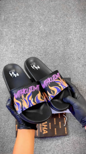 NAHA - Sandal Slop Pria Distro Wanita Karet Api Hitam Size 34 - 43