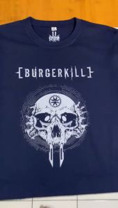 Baju Pria Kaos Band Burgerkill Conquer Premium & T-Shirt Combed 24s Lengan Pendek Biru Dongker