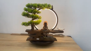 Đèn xông trầm + Tượng Tiểu Như Lai ngồi thiền hàng gốm sứ mỹ nghệ nhập khẩu cao cấp