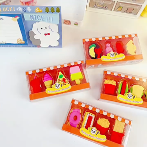 Combo hộp quà 4 cục Gôm tẩy bút chì hình đồ ăn nhanh fast food mẫu mới nhiều màu dùng cho học sinh sinh viên