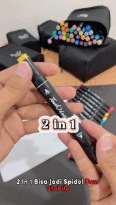 WANJIALE Spidol Warna Stabilo Touch Isi 24/36/48/60/80 Warna Dual Side Fine Art Brush Pen Sketsa Animation Markers Twin Market Set Spidol