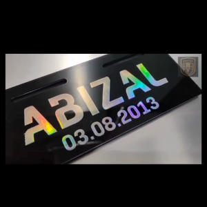 Plat Nama Sepeda Listrik Akrilik Variasi Hologram Custom Elegan