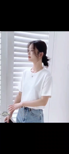 Korean Style Women's T-Shirt: Plain Solid Color & High-Quality Cotton