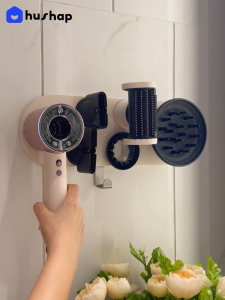 HusHap ที่วางไดร์ติดผนัง สีชมพู รุ่นใหม่ รองรับ Dyson Supersonic HD08 /HD15 / HD16