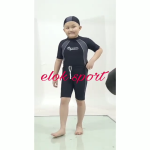 Setelan Baju Renang Anak Lycra Motif Basic Warna Variatif Usia 4-9 Tahun