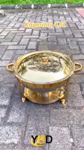 Roll top Gold 4.5L Food Warmer Chafing Dish Kenduri Stainless | dilengkapi kompor pemanas spirtus