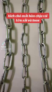 xích chó mắt hàn INOX 5 size chiều dài 150cm có móc chống xoắn ( xích không vòng cổ )