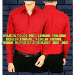 KEMEJA POLOS MERAH CABELENGAN PANJANGKEMEJA BASICKEMEJA KERJAKEMEJA KASUAL KEMEJA PRIA LENGAN PANJANG