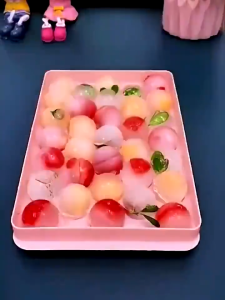 Cetakan Es Batu Bulat Kecil / Mini Ice Cube Tray / Cetakan Pudding Jelly Es Batu Bulat 33 Lubang