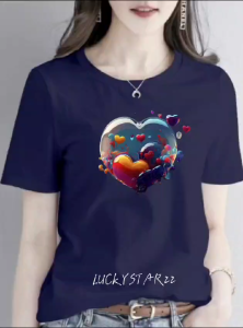 (COD)KAOS ATASAN MOTIF LOVE/COTTON COMBED WANITA