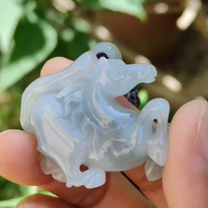 Elegant Round Sculpture Horse crafted with Natural Type A Jadeite Pendant Necklace with certificate included weigh 22.15 grams 34.5 * 40.8 * 11.6 mm a rare collectors piece for your daily wear (pendant44)
