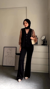 Flare Pants - Highwaist Flare Pants - Celana Kulot Highwaist Panjang Cutbray Wanita
