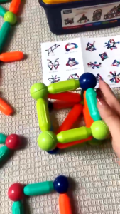 🌈In Stock🌈137PCS Childrens Magnetic Baseball Building Blocks Toys with Storage Box High Quality 3D Geometry Learning Sensory Building Blocks