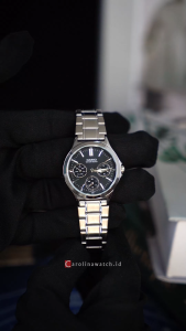 Jam Tangan Wanita Casio Chronograph LTP-V300D-1A Black Dial Silver Stainless Steel Band