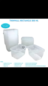 Thinwall Rectangle 300 Ml Food Container Thinwall 300 Ml (Isi 25 Pcs-RT300)