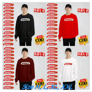 Promo Sweater Pria Indonesia New Kaos Dirgahayu Hut RI Crewneck Garuda Pancasila Sweter 17 Agustus