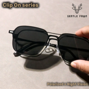 Gentle Fawn Kacamata Clip On Series Free 2 Clip On Polarized Dan Night Vision Style Kotak Keren Bahan Metal Kuat dan Ringan Clip On 2 Lens Series Fashion Pria Wanita